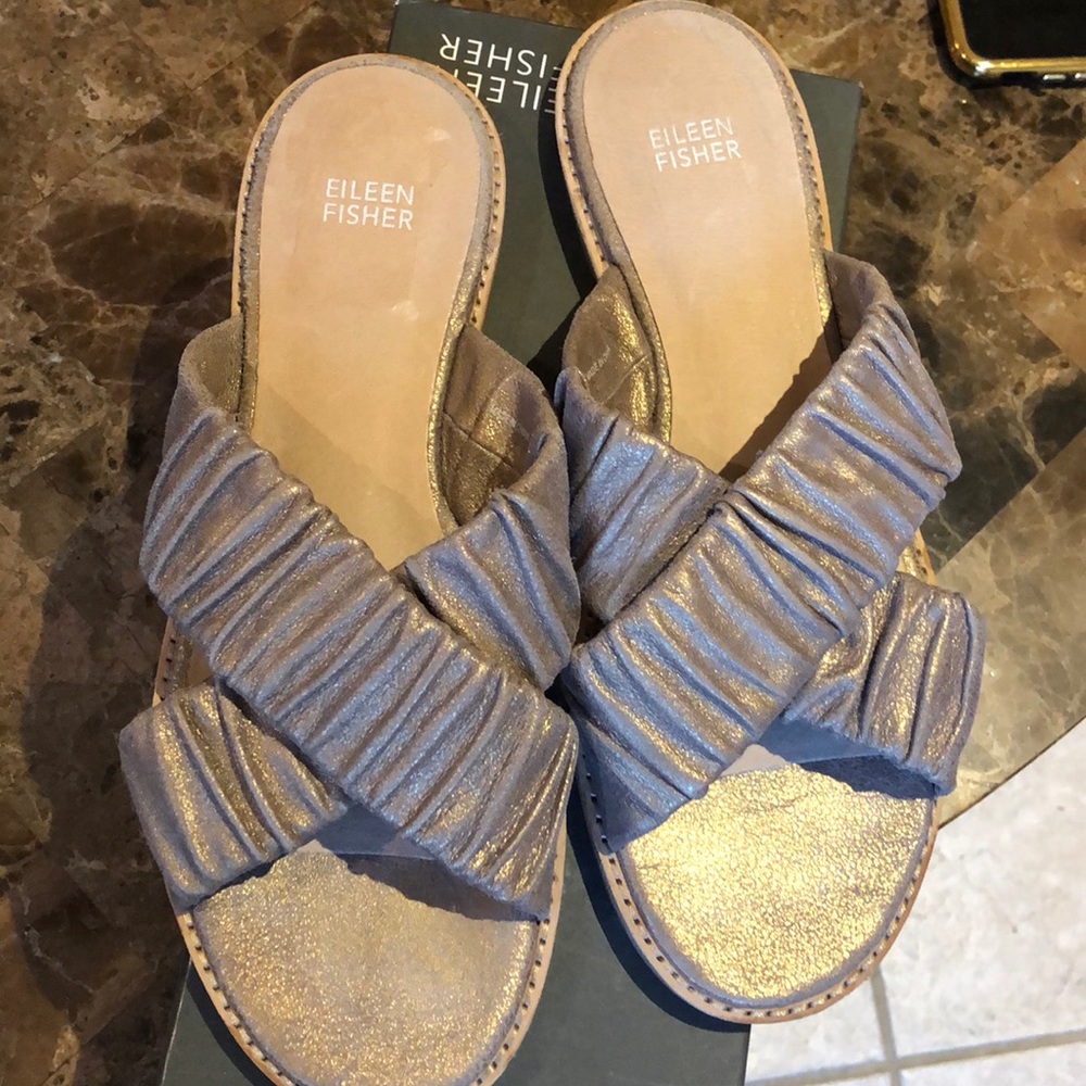 Eileen Fisher gold sandals. With box. Worn once